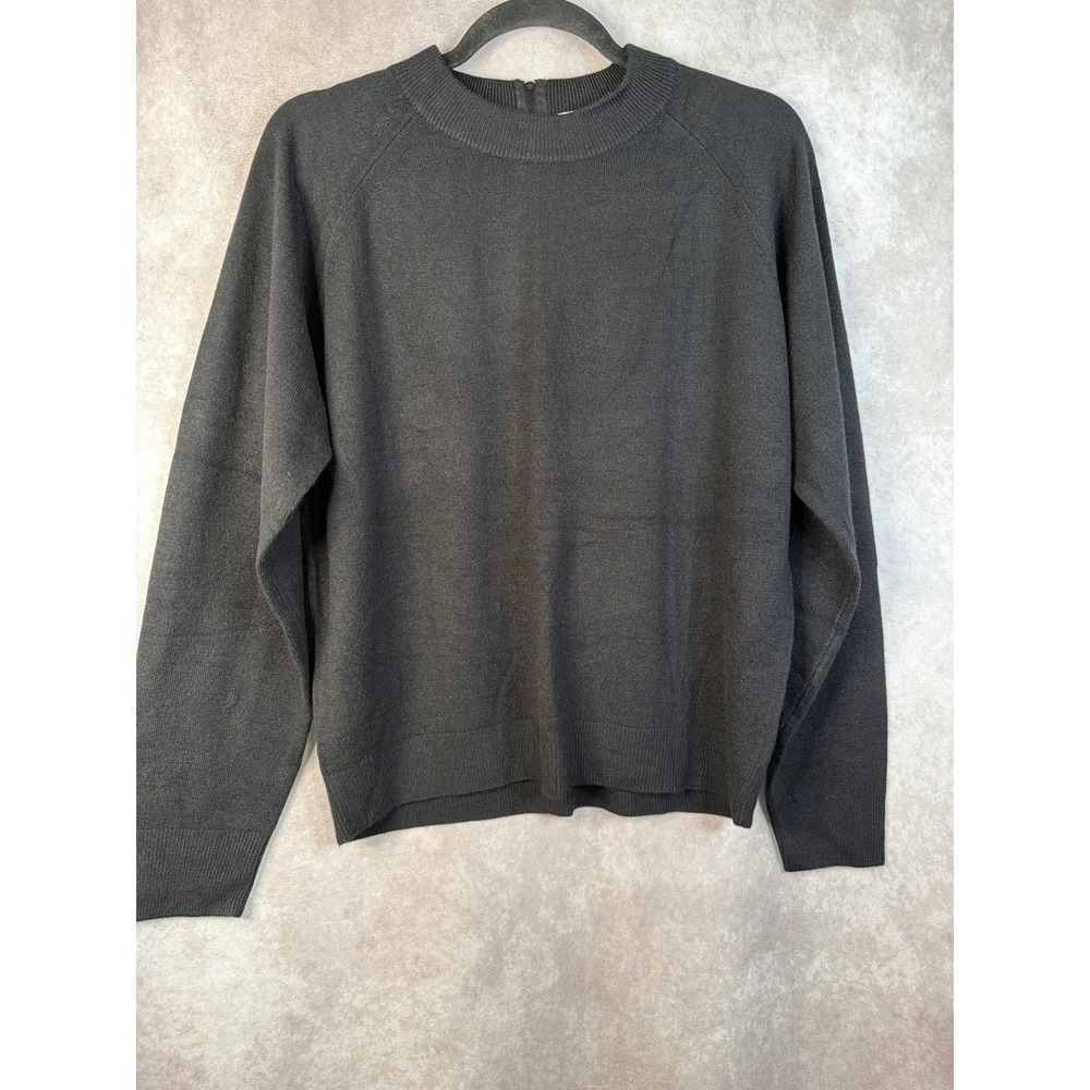 NWT VTG Stitches In Time Black Mock‎ Neck Zipper Back Acrylic Sweater Size Large
